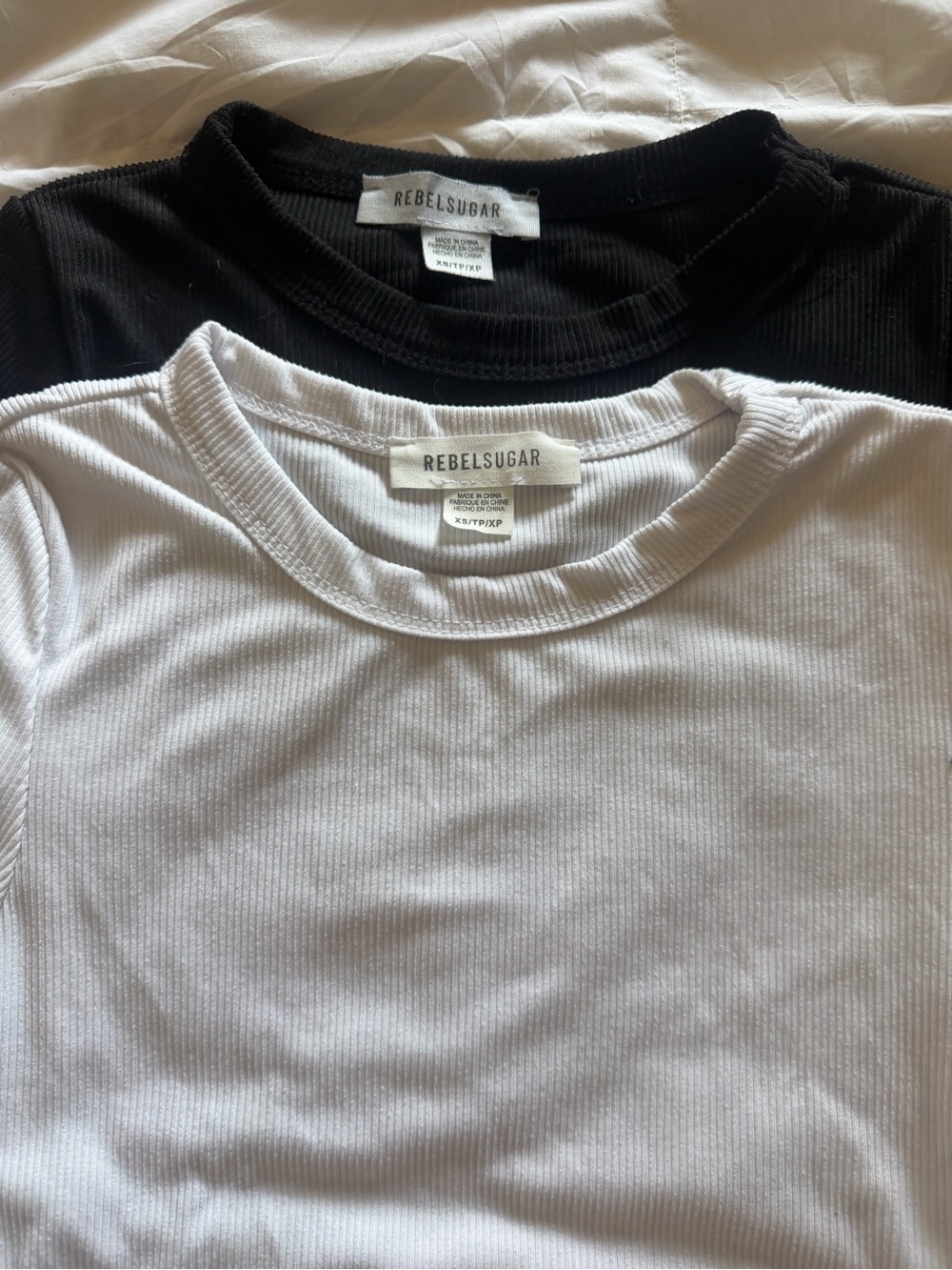 NWOT | 2-Pack Ribbed Crewneck Tees - Black & White